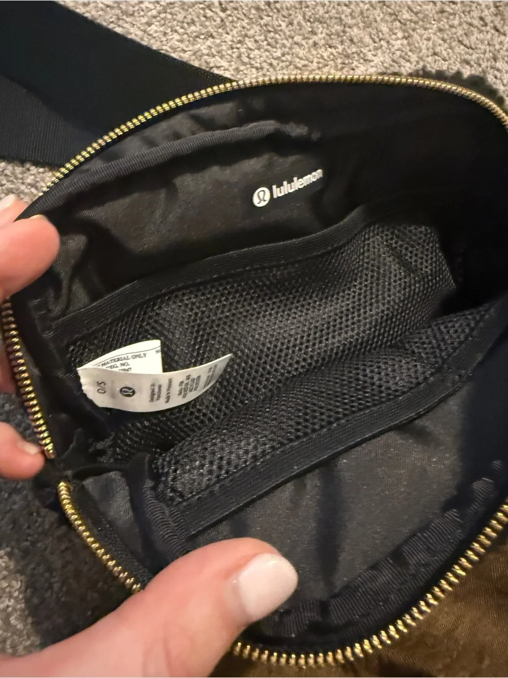 lululemon athletica Black Sherpa Crossbody with Gold Hardware